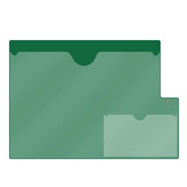 Doctor Stuff - Bottom Tab Vinyl Outguides, Full Front Pocket, Bottom Charge Out Slip Pocket, Plastic File Folder, Letter Size 9-1/2" x 12-3/4", Green, 100/Box