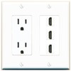 RiteAV 3 Port HDMI Wall Plate - Outlet [White]