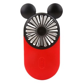 DECVO Cute Personal Mini Fan, Handheld & Portable USB Rechargeable Fan with Beautiful LED Light, 3 Adjustable Speeds, Portable Holder, for Indoor Or Outdoor Activities, Cute Mouse 1 Pack (Red)