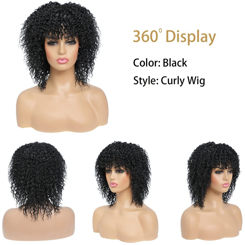Fallsea Black Afro Curly Wigs For Black Women Short Kinky