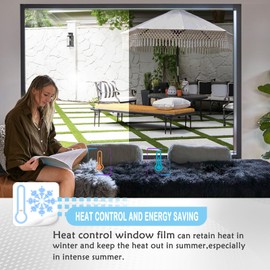 HOMTOL Privacy Film - 27.5'x236.2' Anti UV Mirrored Window Film, Non-Adhesive Day and Night Privacy, Silver