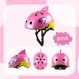 Atphfety Toddler Kids Bike Helmet, Adjustable and Multi-Sport, 3 Sizes for Ages 1-2-3-5-8-14 Years Child Infant Boys Girls (Pink Shark, XS: 44-50 cm / 17.3"-19.6")