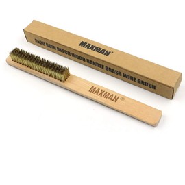 MAXMAN Brass Brush 3Pcs, Soft Brass Bristle Wire Brush for Cleaning Metal Rust, Welds, Home and Kitchen, Wire Scratch Brushes with 10" Beechwood Handle