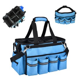 TVDARMO Wearable Cleaning Caddy Bag for Housekeeper swith Removable Apron, Large Cleaning Caddy Supplies Organizer Soft Handle, Shoulder Straps, 4 Detachable Divide for Car, Home