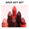 Set De 6 Lápices Labiales Mate, Colores Naturales Fáciles De