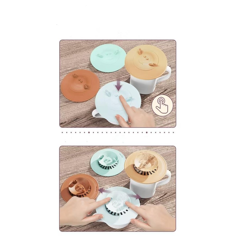 2 Pack Silicone Cup Cover Lids, 4.3 Inch Mug Covers