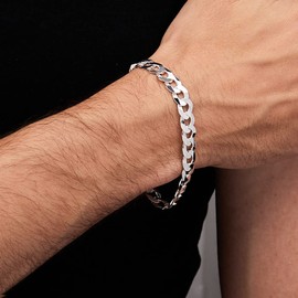 Treasure Bay 9.2mm Solid 925 Silver Curb Chain for Men Available in Mens Silver Chain (19.5)
