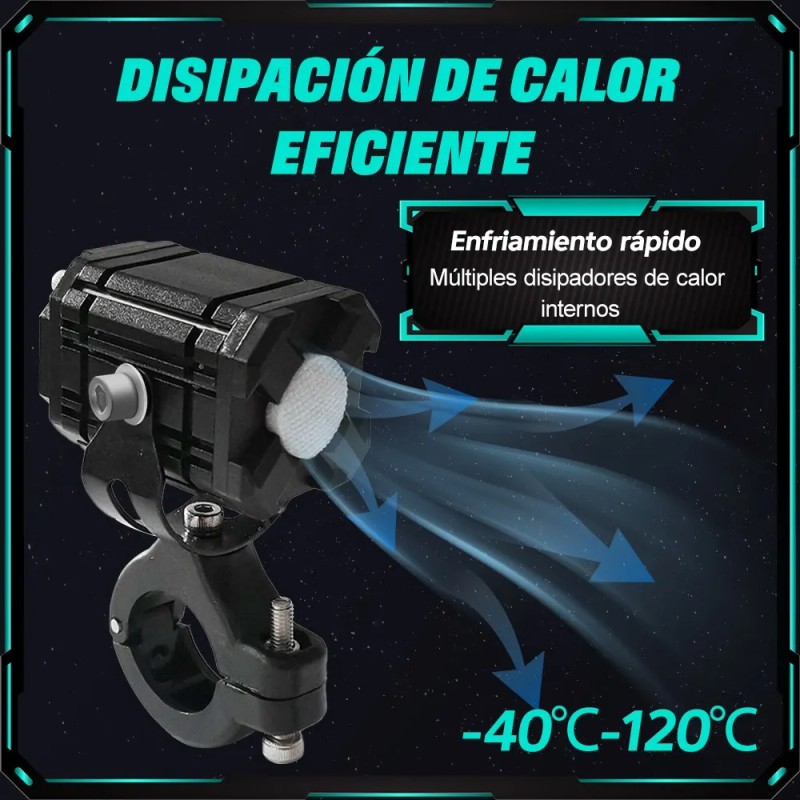 2 Faros Luces Led Auxiliares 4 Modos Lupa Para Moto