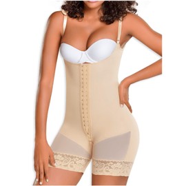 M&D 0068 Fajas Colombianas Postparto Reductoras y Moldeadoras Levanta Pompis Colombian Post Surgery Compression Garment Post-partum Shapewear for Women Beige 2XL