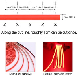 GOMING DC 12V 5mm Width Red COB LED Strip Light 16.4ft(5M) 2000LEDs Uniform Glow Flexible IP20 Not Waterproof LED Tape Lights for DIY Bedroom Home Decor(No Power Supply)