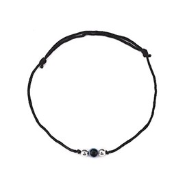 DHRUVS COLLECTION 925 Silver Baby Evil Eye Thread Anklet With 2 Silver Balls Anklet/Payal For Girls (6 Years Onwards)
