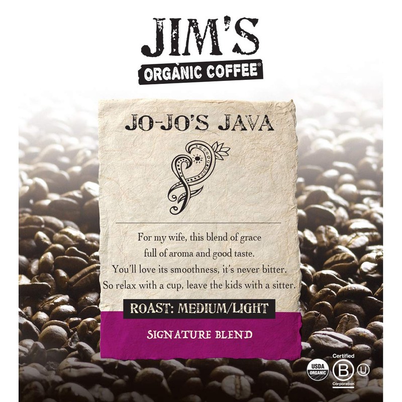Jim’s Organic Coffee – Jo-Jo’s Java Blend – Medium/Light Roast,