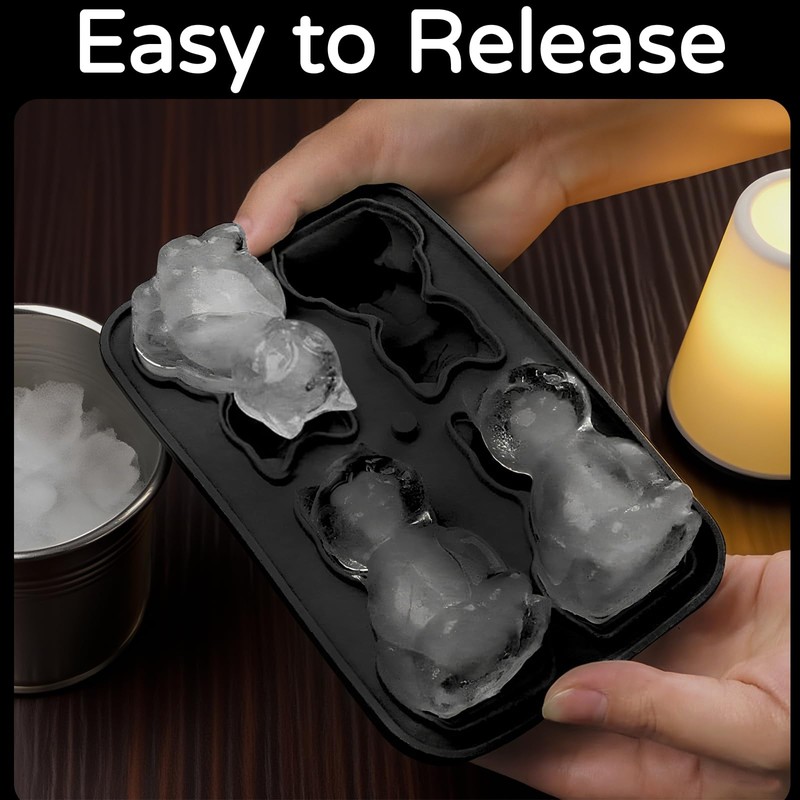 3D Cat Ice Cube Tray Mold for Freezer,BOBORedjia Leak-proof Silicone