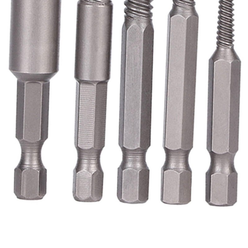 Bolts Remover, 5pcs Broken Screw Extractor Hex Shank Fine Teeth