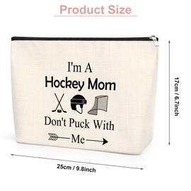 Hockey Lovers Gift Hockey Makeup Bag Hockey Mum Gifts Ice Hockey Player Gift for Mum Hockey Players Cosmetic Bag Inspiration Birthday Graduation Presents for Friend Travel Zipper Makeup Bag