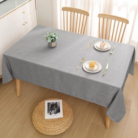 smiry Linen Table Cloth Rectangle 140x180 cm Wipe Clean Tablecloth Water Resistant Table Cover for Kitchen, Party Decorations - Grey