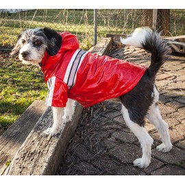 Pet Life ® Reflecta-Glow PVC Dog Raincoat - Reflective and Waterproof Dog Coat with Reversible Polar Fleece - Adjustable Pet Raincoat Dog Jacket on All 4 Sleeves with Removable Hood