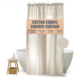 FABRIC SHOWER CURTAIN LINER - Standard Stall Size - A Stylish Quality Bathroom Drape - Earth Friendly, Non-Toxic + Odor-Free Cotton Liner - Light-Weight Washable Natural Shower Curtain - 36x74 NC