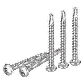 DTGN #14x2-1/2" Pan Head Self Drilling Screws - 25Pack - 410 Stainless Steel Phillips Drive Self Tapping Sheet Metal Screws