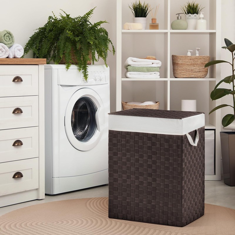 YOUDENOVA Handwoven Laundry Basket Hamper with Removable Liner Bag and