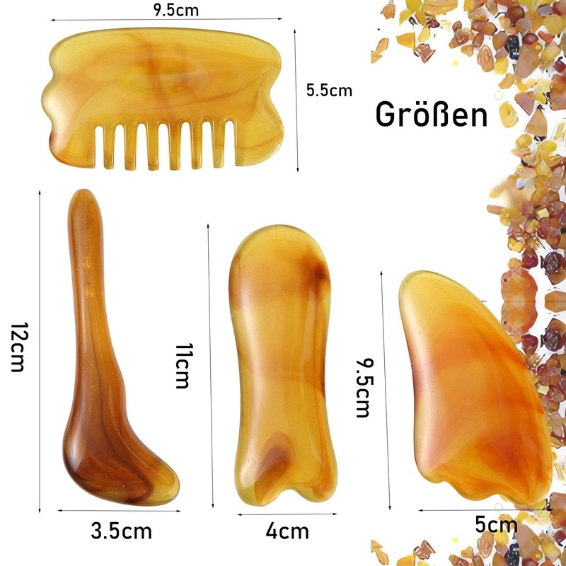 4 Stücke Gua Sha Stein, Guasha, Kunststoff Gua Sha Facial