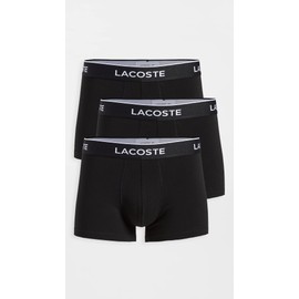 Lacoste Men's Cotton Stretch Essentials Trunks, 3-pack, Black with Black waistbands, Medium