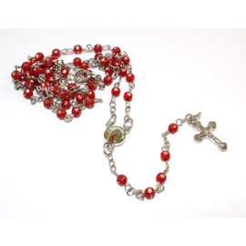 12pcs Rosary in Glass Jar Bottle Beads Red Beaded Rosary Silver Catholic Crucifix Necklace Virgin Mary lot of 12