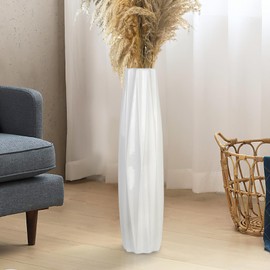 White Floor Ceramic Vase 28 Inches Tall Flower Holder Decorative Large Vases for Table Centerpieces Shelf Home Decor Living Room Branches Sky-Dried Flower Arrangement Simple Decorative