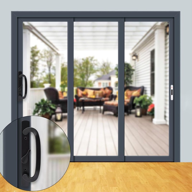 ALLYWASAI 46-02 Offset Latch Sliding Patio Door Handleset Fits 3-15/16"