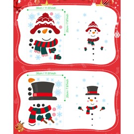 FINPAC 4 Sheets Christmas Door Stickers, Removable Door Decorations Christmas Wall Stickers Snowman Elk Snowflake Stickers for Room Wall Door Refrigerator Window