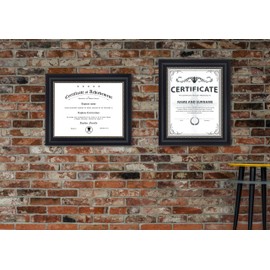 JackMa Diploma Frame | Certificate Frame with HD Tempered Glass, Display 8.5 x 11, Tabletop & Wall mount (Set of 4), 8.5 by 11 black diploma frame