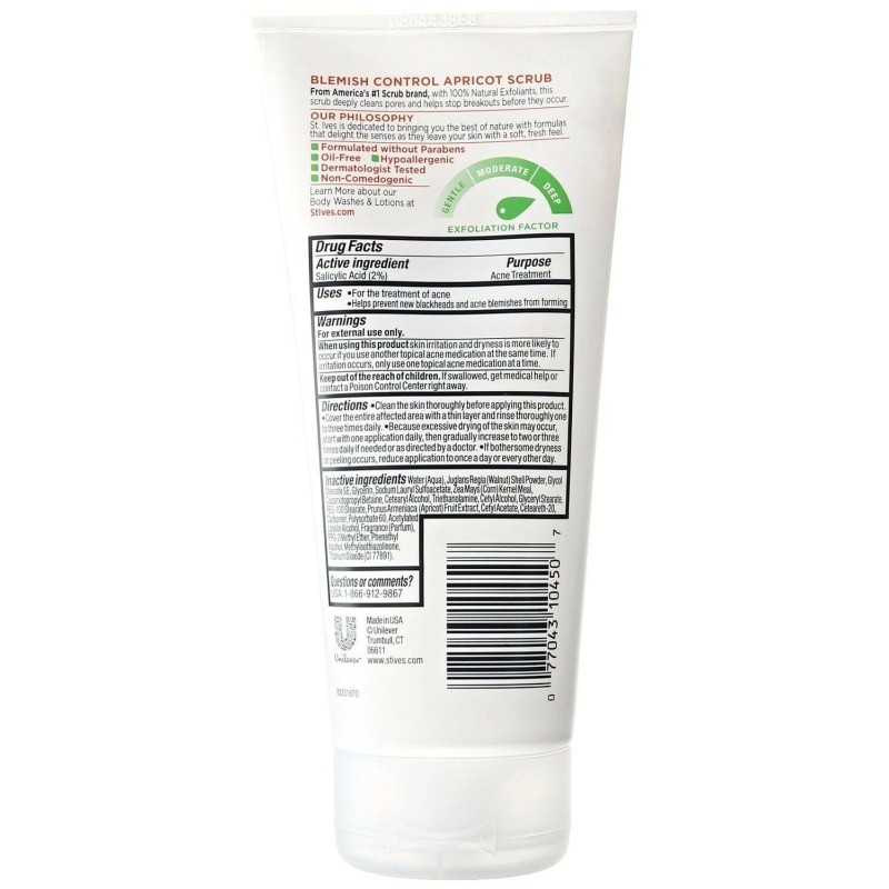 St. Ives Acne Control Apricot Scrub Oil Free Salicylic Acid