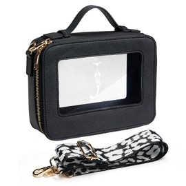 AW BRIDAL Monogram Makeup Bag Small Clear Makeup Bag Clear Toiletry Travel Bag with Shoulder Strap Small Clear Cosmetic Bag Travel Toiletry Bags for Women Clear Makeup Bag with Zipper, Letter J