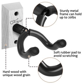 SNIGJAT Guitar Hanger 2 Pack, Hardwood Guitar Wall Mount, Rotatable Guitar Wall Hanger with Screws, V-Shaped Wall Hook Holder Stand for Acoustic Electric Guitar, Bass, Banjo, Mandolin