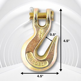 Robbor Clevis Grab Hook 3/8 inch Grade 70 Clevis Hooks Forged Steel Heavy Duty 3/8 "Grab Chain Hook 6,600lbs Capacity for Trailer Truck Transport