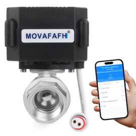 movafaFH 1/2" WiFi Motorized Ball Valve - Smart Water Timer Automatic Shutoff Sensor,5V DC USB Connection,Stainless Steel