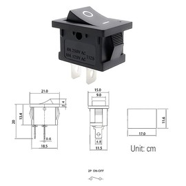 Hsthe Sea Pack of 20 AC 10A/250V 2 Soldering Eyelets SPST On/Off Mini Boat Rocker Switch Car Boat Round Rocker 2 Pin Toggle SPST Switch Snap