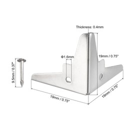 sourcing map 19x19x19mm Metal Box Corner Protectors Edge Guard Silver Tone 20pcs