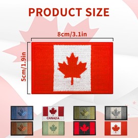 Canada Flag Patch, 8 Pcs Canadian Flag Velcro Patches, Hook and Loop Embroidered Patches for Clothes, Backpack, Hats