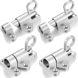 Litensh Self-Closing Latch, Spring Door Lock Latch，Resilient Bolt Latch, Spring Bolt Latch, Safety Automatic Spring Barrel Slide Door Lock with Screws for Gate Window Cabinet Shed Doors (4, Silver)