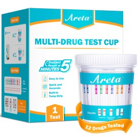 Areta MUTIDURG Test Cup - 12 Panel Urinary at Home Testing kit, Instant Results in 5 Min Testing for 12 Different Drug Substances Qucik Screen Home Test 1PACK #ACDOA2-2124