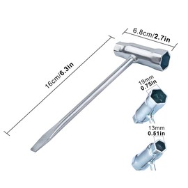 Pixaro Set of 4 Spark Plug Wrenches - 13 mm x 19 mm Valve Wrench, T Wrench, Chainsaw Wrench, Combination Wrench for Chainsaw Mowers, Lawnmowers, Brush Cutters