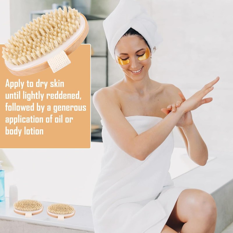 2Pcs Premium Maple Wood Dry Brushing Body Brush for Skin