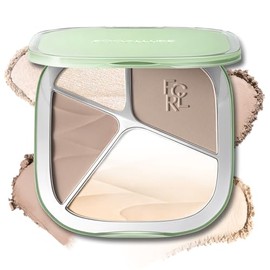 FOCALLURE Paleta de resaltadores y contornos, polvo de contorno facial todo en uno con resaltador degradado y sombra mate, maquillaje radiante 3D natu