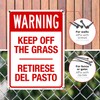 Warning Keep Off The Grass Bilingual Sign, 10x14 Inches, 55