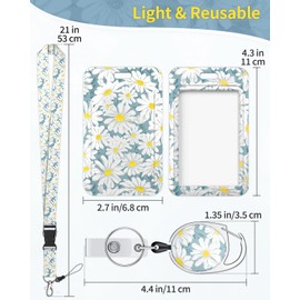 Uniclife Flower Slide ID Holder White Flower Plastic Case Retractable Badge Reel Carabiner Clip & Removable Lanyard Strap Fashionable Vertical Card Protection Women Nurse Student, Flower-01