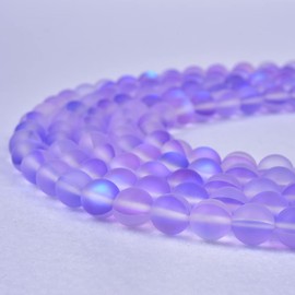 Asingeloo - 60 cuentas espaciadoras redondas redondas de titanio mate de 6 mm, color morado y morado