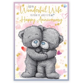 Anniversary Card for Wife with Envelope - Traditional Design Wife Anniversary Card, Eco-friendly - Perfect Wedding Anniversary Card for Her - Made in the UK