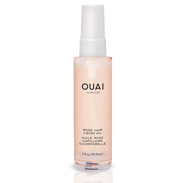 OUAI Rose Hair & Body Oil - Luxurious, Multipurpose Oil to Hydrate Hair & Skin - Fast Absorbing - Scented with Rose & Bergamot - Free of Parabens, Sulfates & Phthalates - 3 fl oz