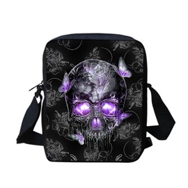 Biyejit Messenger Bag, Shoulder Bag, Handbgas Sling Satchel with Adjustable Straps, Skull with butterfly